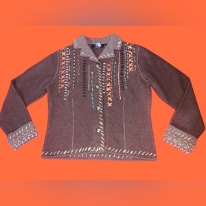 Icelandic Designs Brown Wool Cardigan Sweater Small